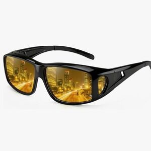 Each Cool Night Vision Glasses Men OS Black Yellow Lens Wrap Driving Safety NWT